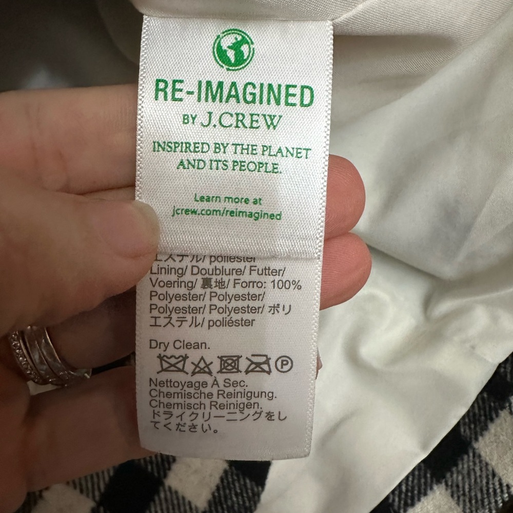 J CREW BLACK IVORY BUFFALO CHECK WOOL BLEND ONE BUTTON BLAZER JACKET SZ 8 - Picture 4 of 10